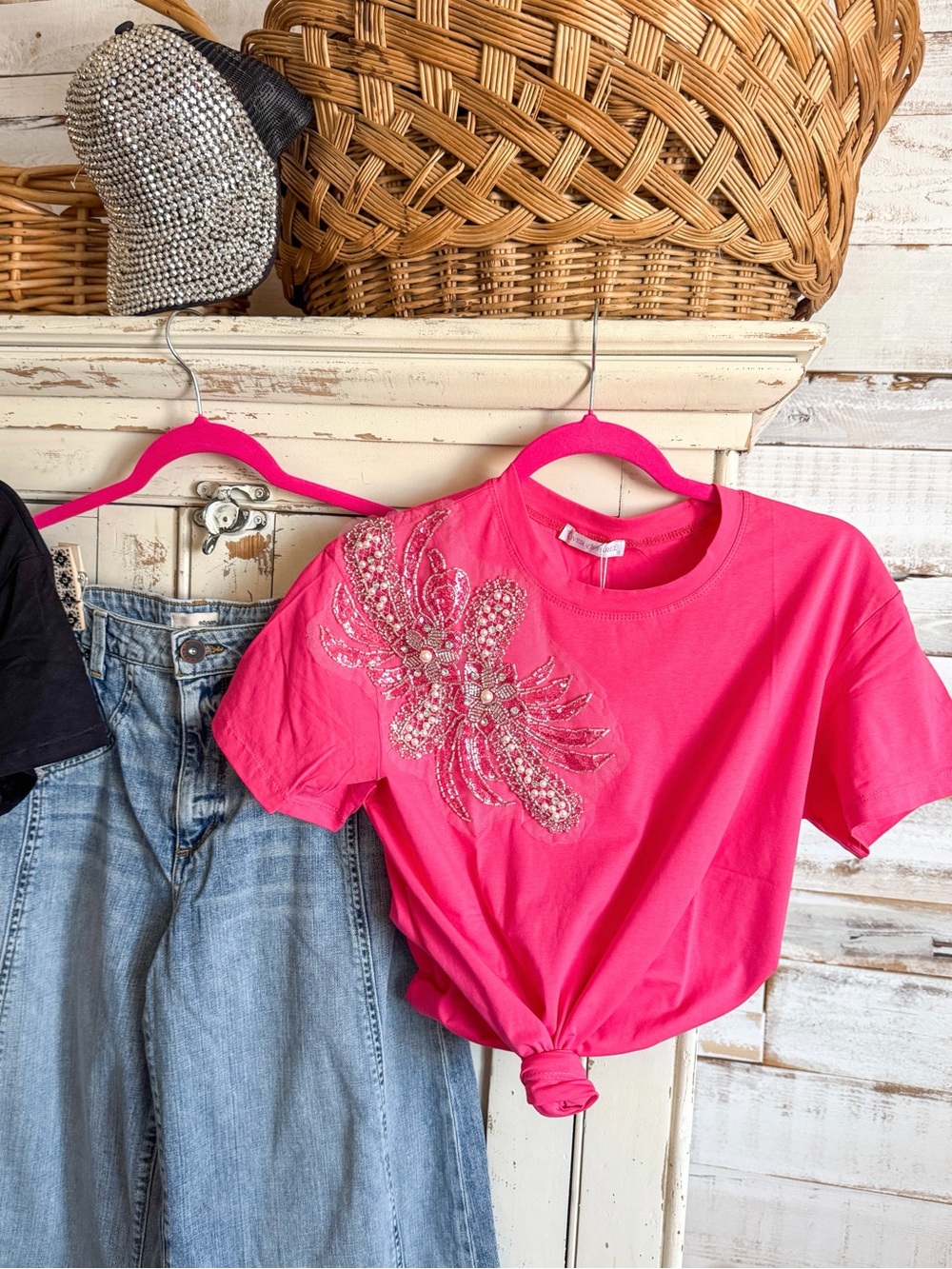 Hot Pink Embellished Tee